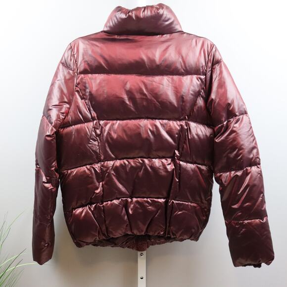 Gap Metallic Burgundy Puffer Jacket Size M - Picture 2 of 4